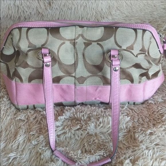 COACH Signature C Print Punk Leather Trim Handbag - Picture 5 of 8